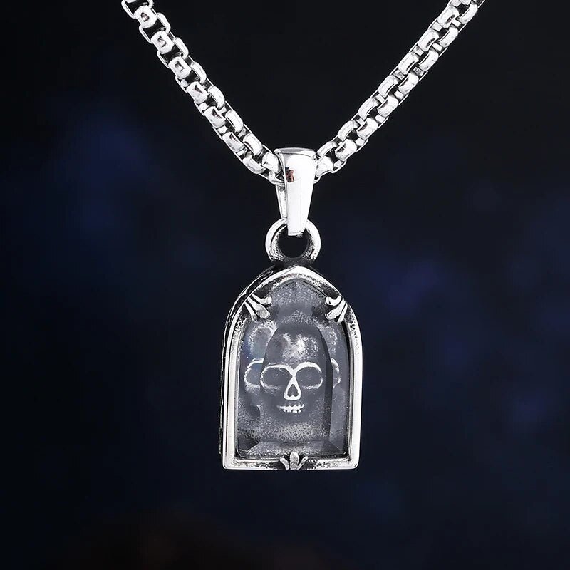 Clear Casket Skull Pendant - Chrome Cult