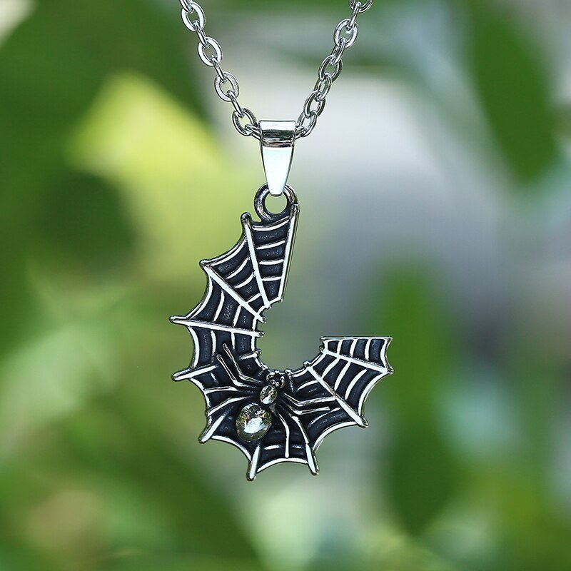 Cobweb With Spider Pendant - Chrome Cult