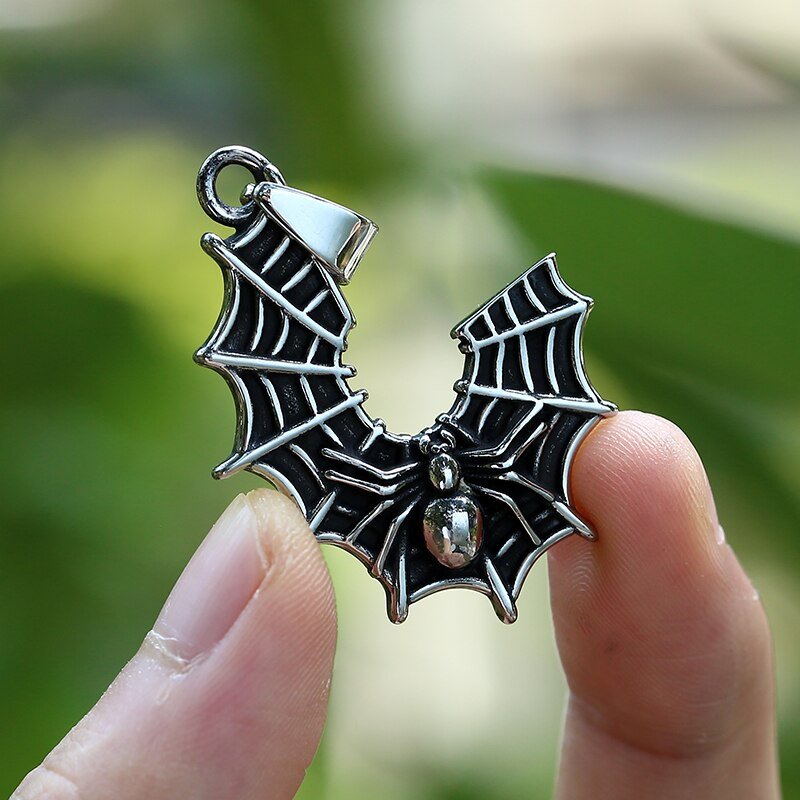 Cobweb With Spider Pendant - Chrome Cult