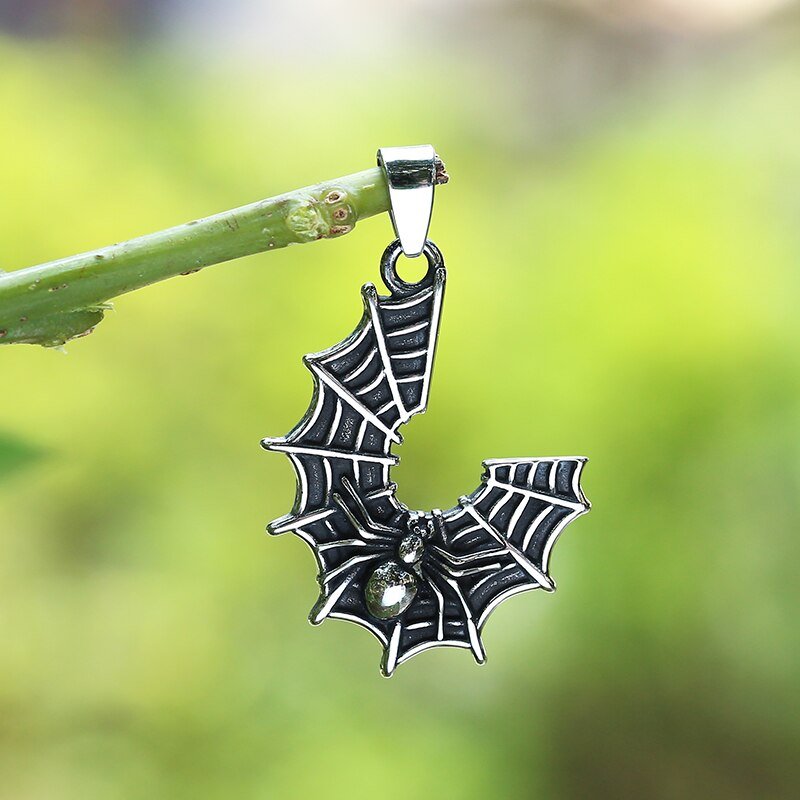 Cobweb With Spider Pendant - Chrome Cult