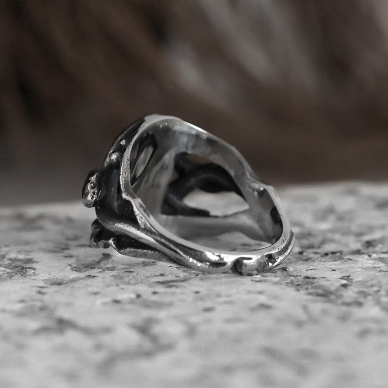 Coiled Snake Skull Ring