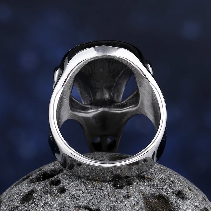 Corvid Skull Celtic Knot Ring - Chrome Cult