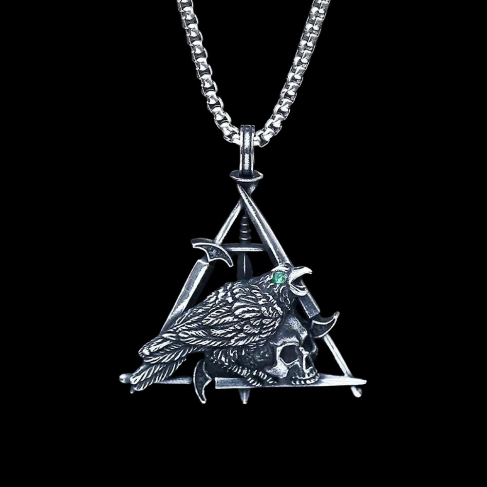Corvus Corax Skull Pendant | Stainless Steel Gothic Jewelry | Chrome Cult