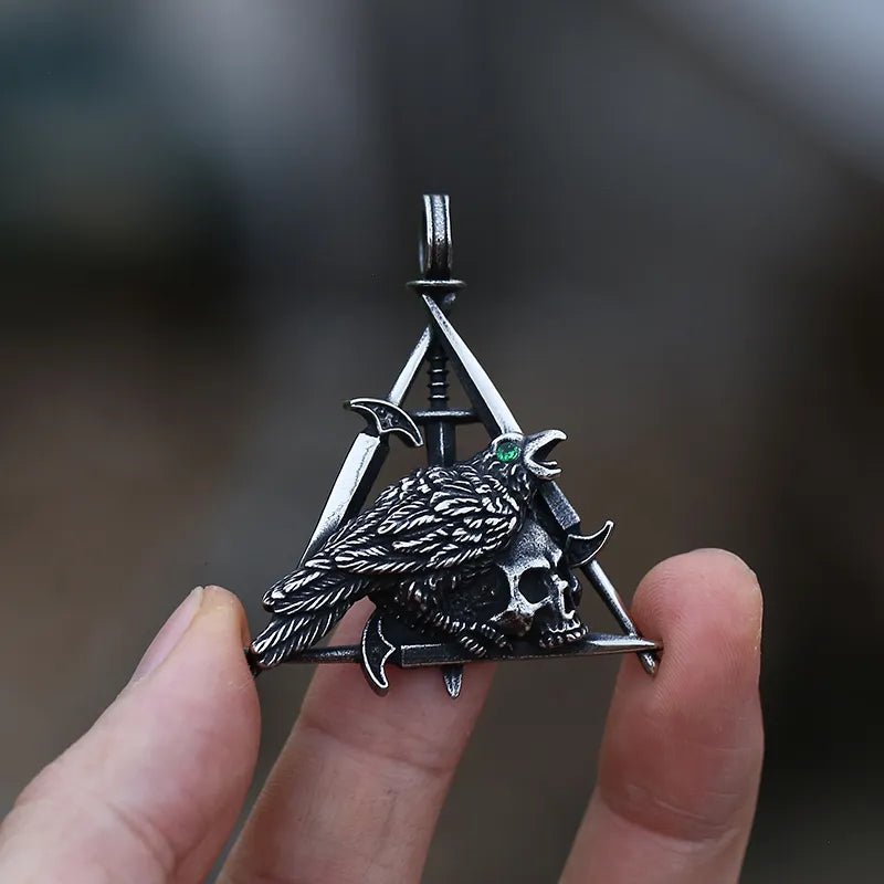 Corvus Corax Skull Pendant - Chrome Cult