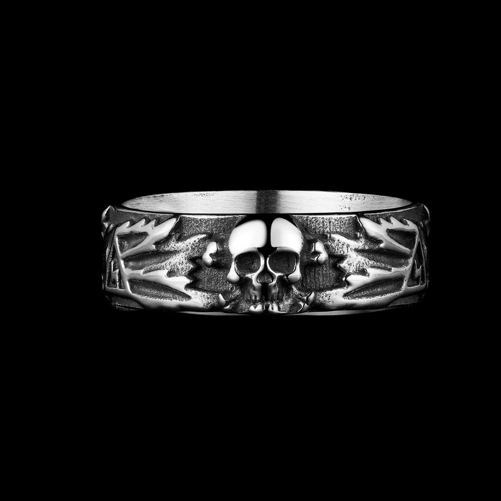 Cross boned Skull Ring - Chrome Cult