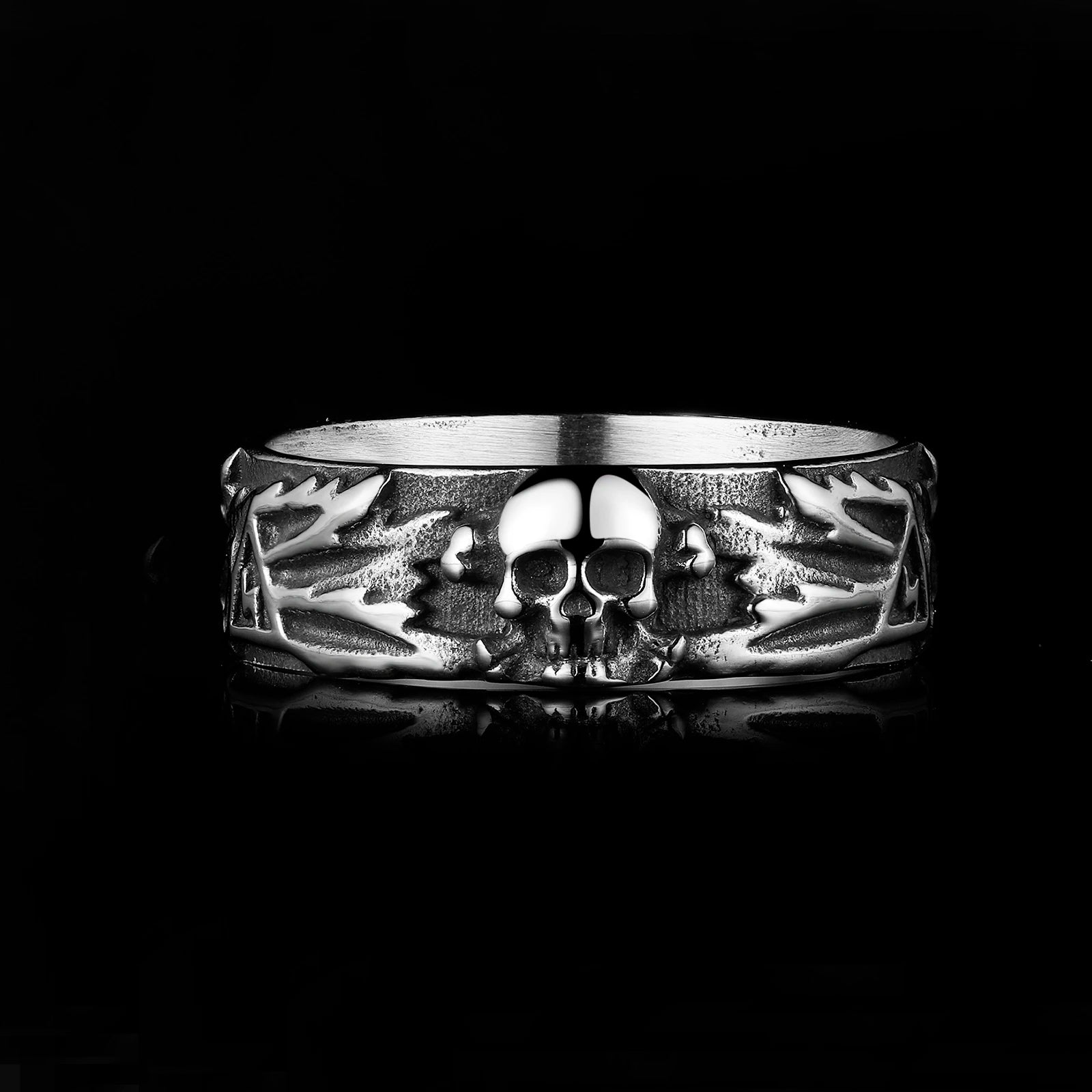 Cross boned Skull Ring - Chrome Cult