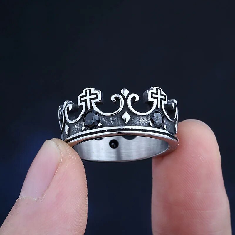 Cross Crown Ring - Chrome Cult