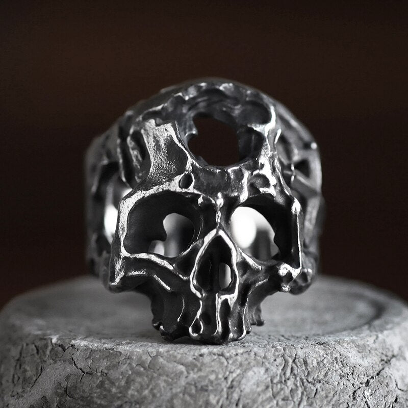 Cross Hollow Head Skull Ring