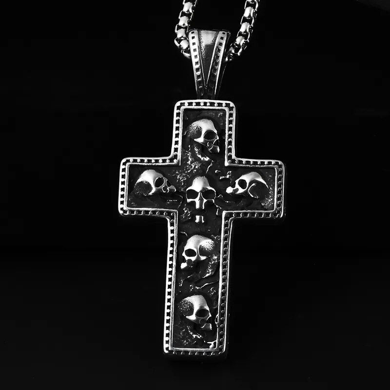Cross Of Lost Souls Skull Pendant - Chrome Cult