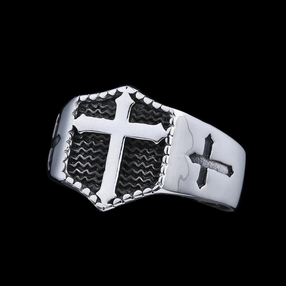 Cross Of Steel Ring - Chrome Cult