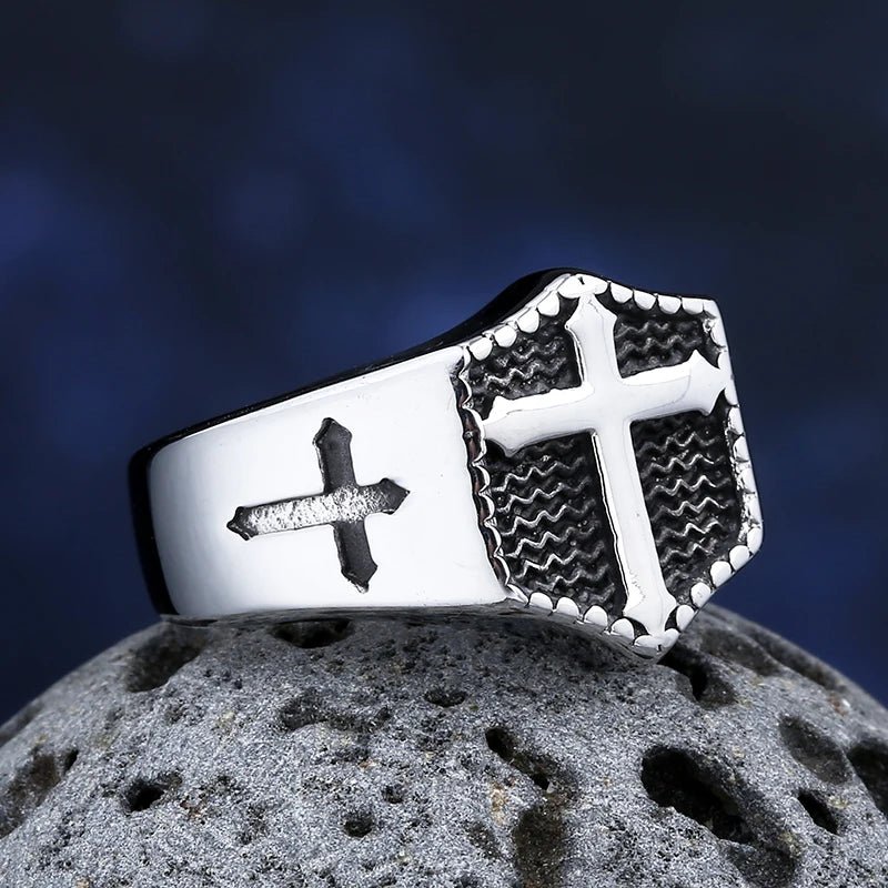 Cross Of Steel Ring - Chrome Cult