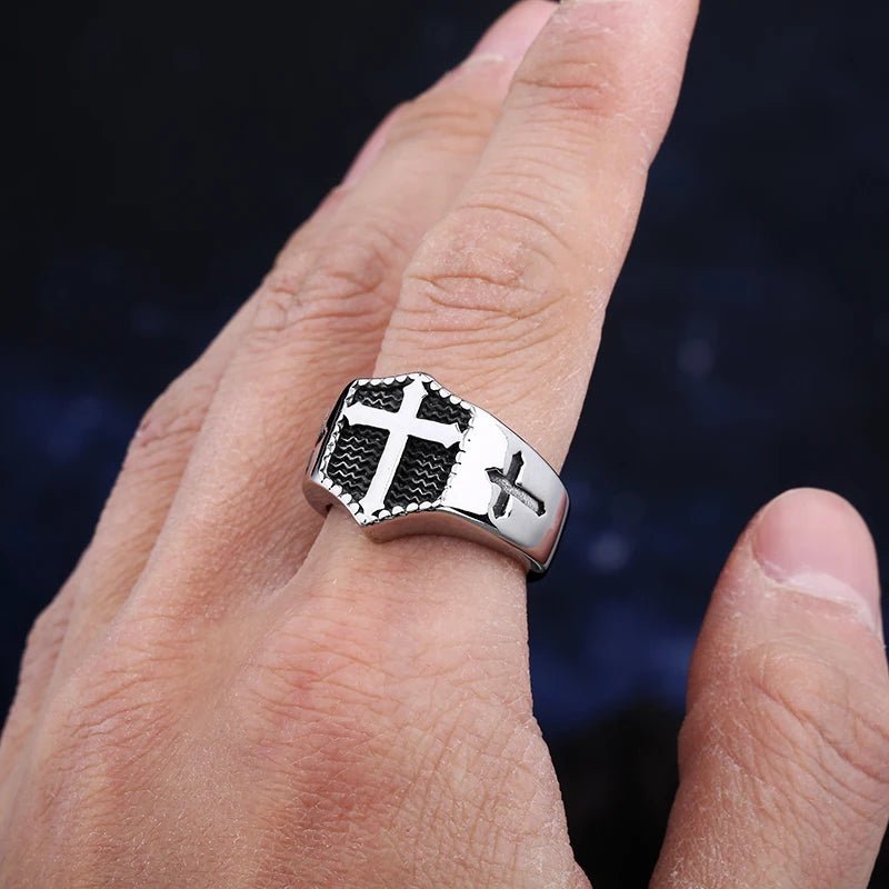 Cross Of Steel Ring - Chrome Cult