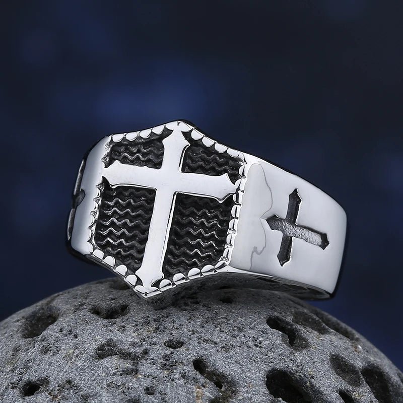 Cross Of Steel Ring - Chrome Cult