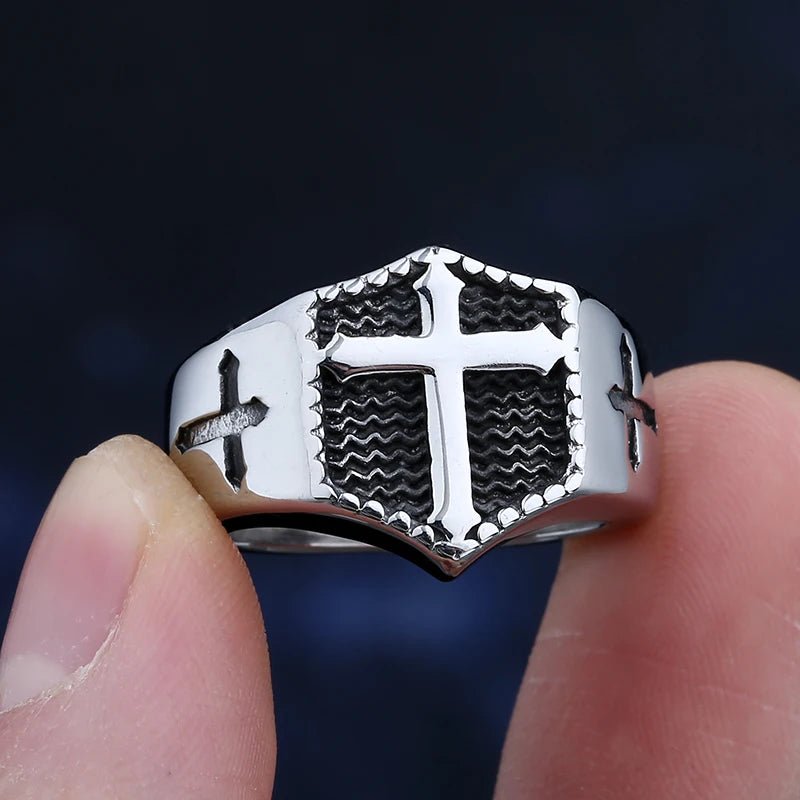 Cross Of Steel Ring - Chrome Cult