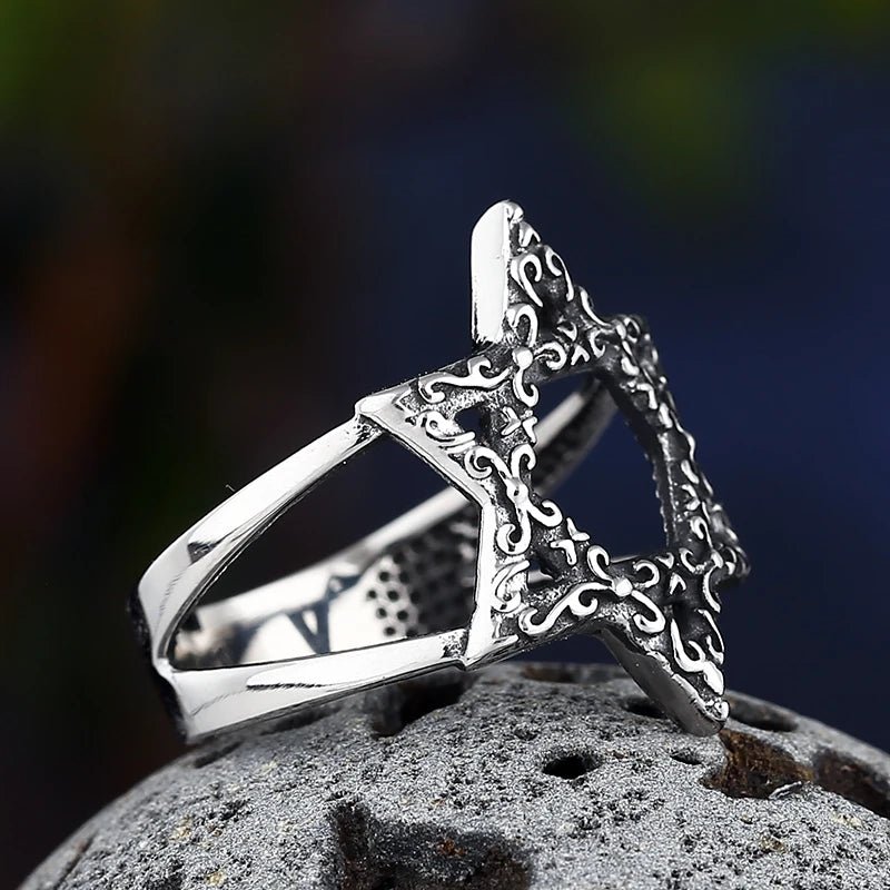 Damask Star Of David Ring - Chrome Cult