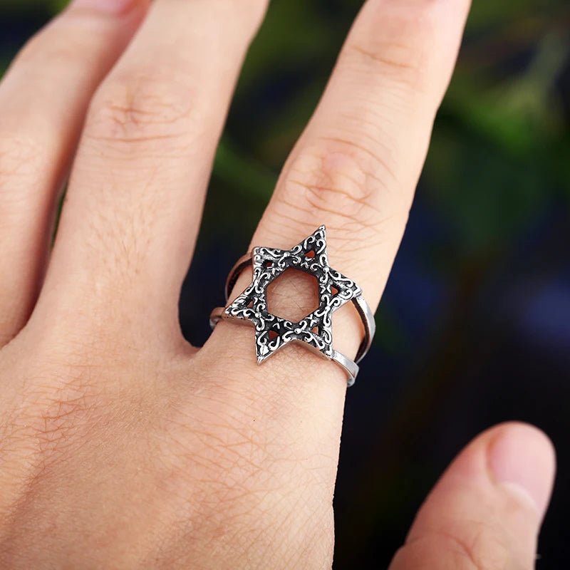 Damask Star Of David Ring - Chrome Cult