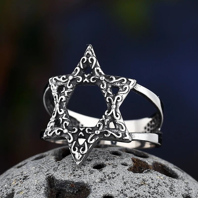 Damask Star Of David Ring - Chrome Cult