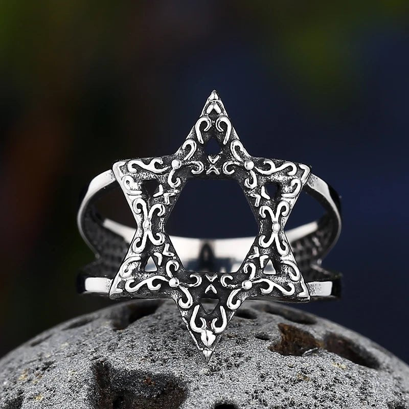 Damask Star Of David Ring - Chrome Cult