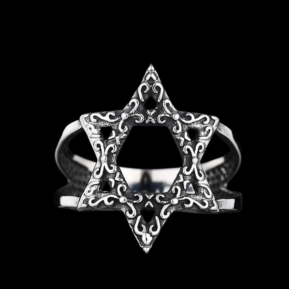 Damask Star Of David Ring - Chrome Cult