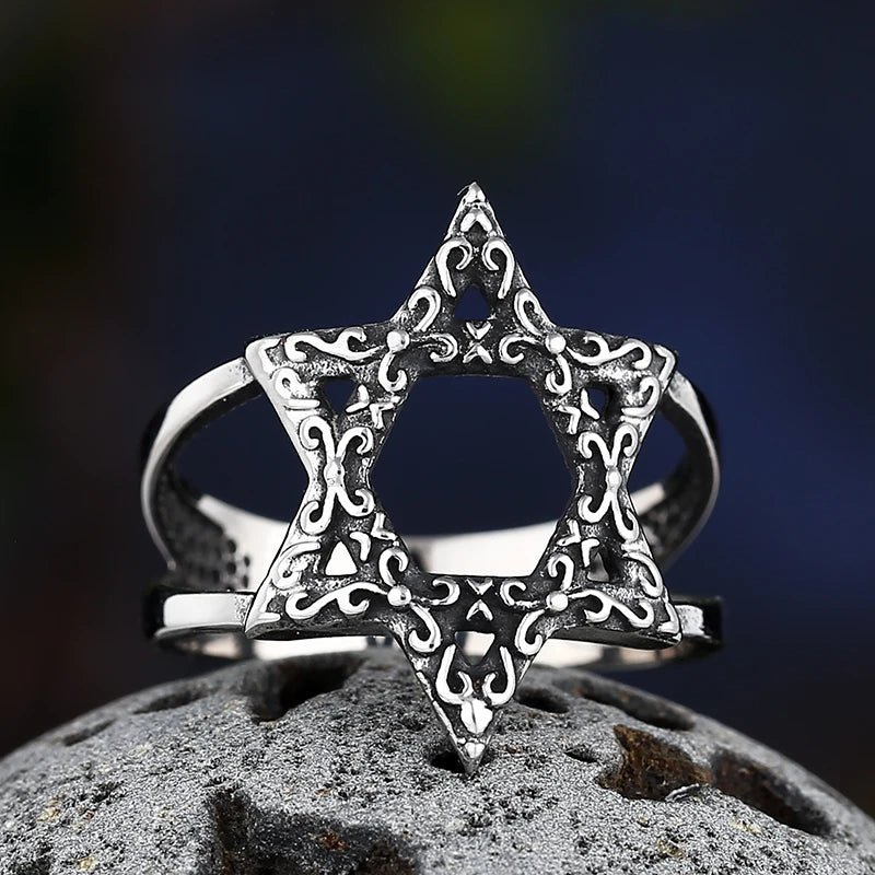 Damask Star Of David Ring - Chrome Cult