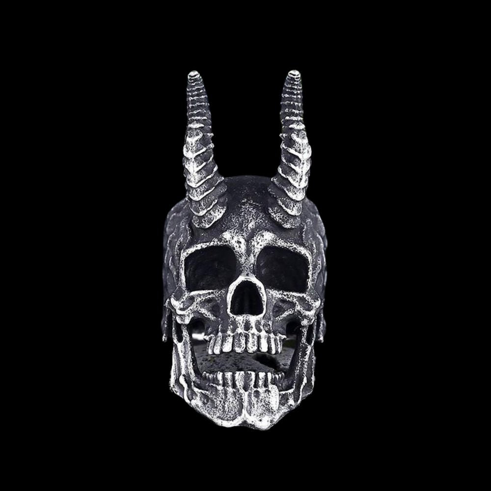 Deal With The Devil Skull Ring - Chrome Cult