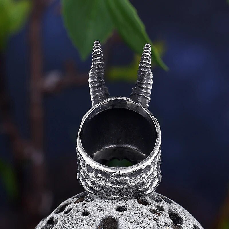 Deal With The Devil Skull Ring - Chrome Cult