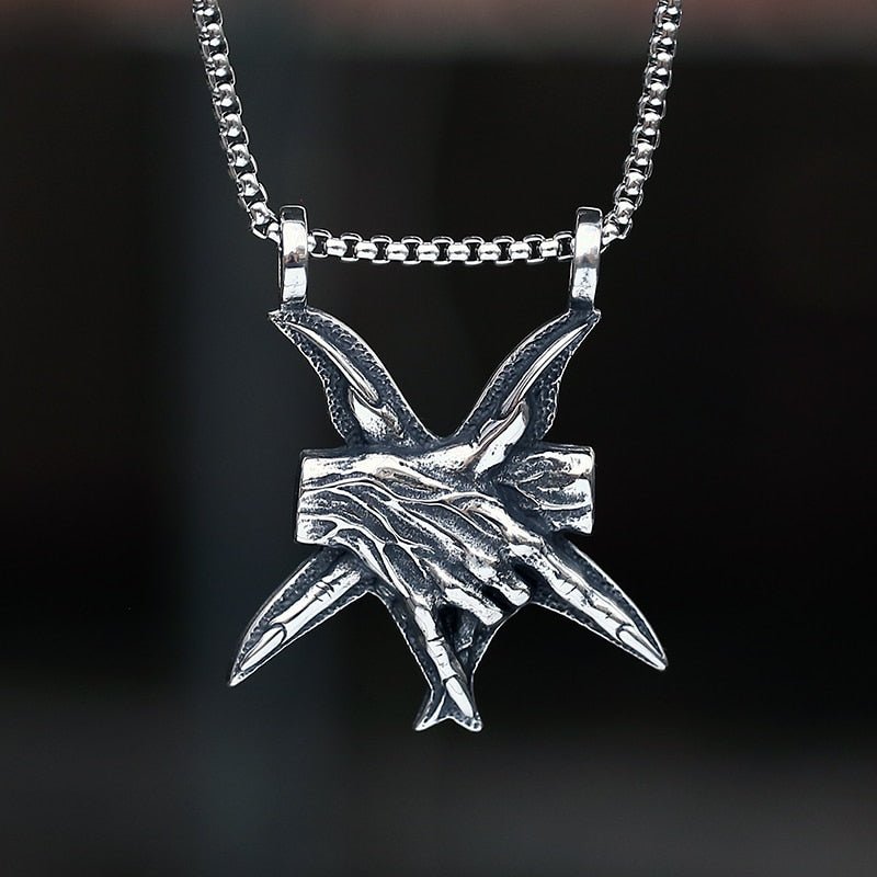 Devil Hands Pentagram Pendant | Stainless Steel Gothic Jewelry