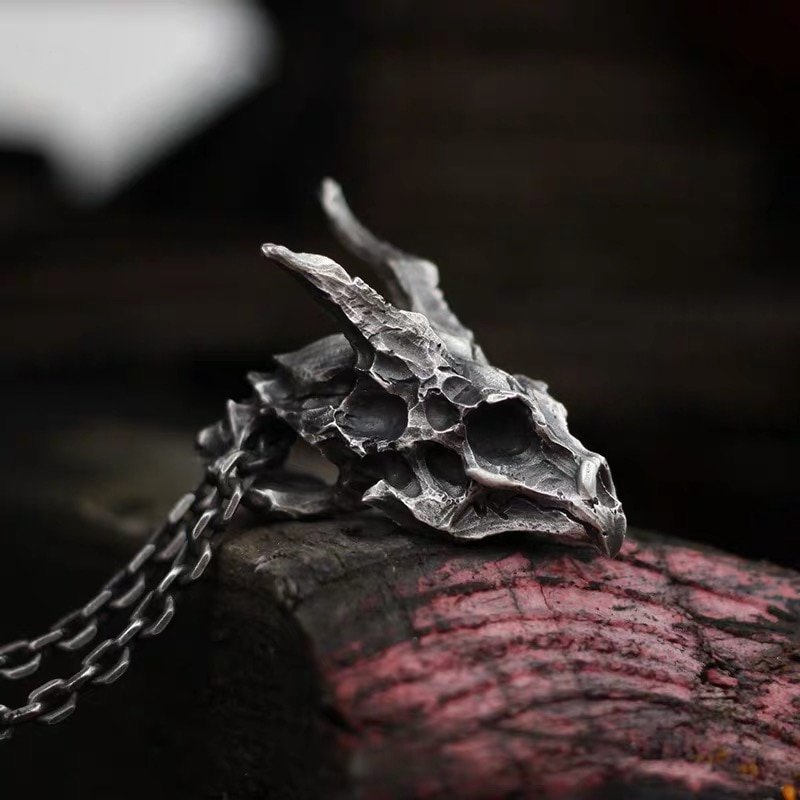 Dragon Skull Pendant - Chrome Cult