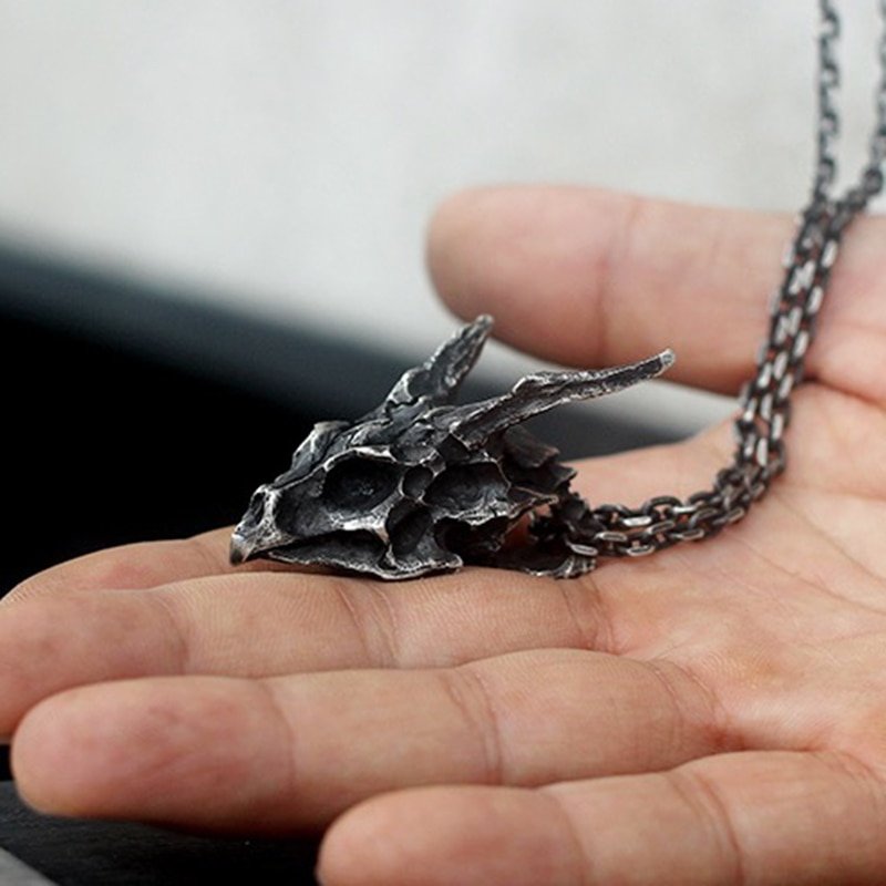 Dragon Skull Pendant - Chrome Cult
