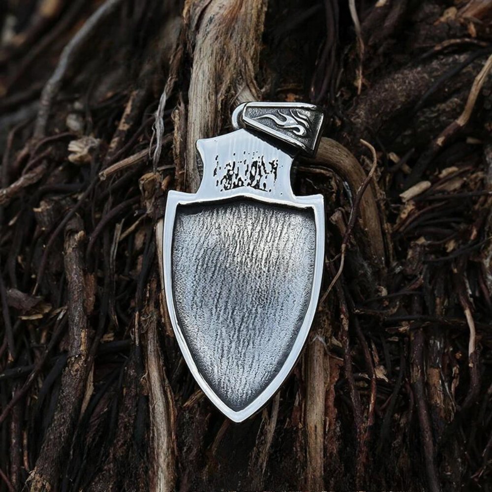 Eagle and Wolf Head Plaque Pendant - Chrome Cult