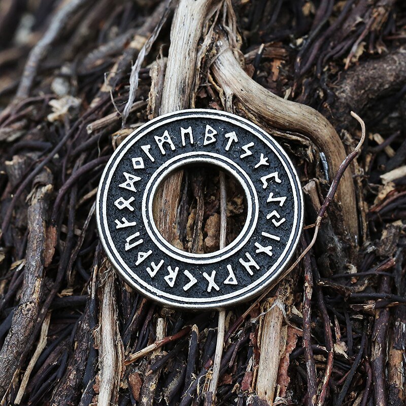 Elder Futhark Runes Wheel Pendant