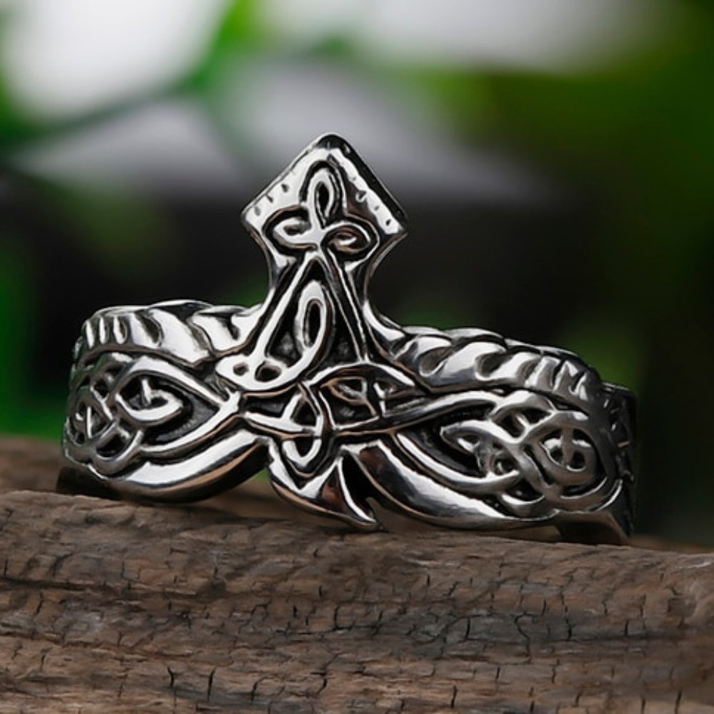 Entwined Raven Viking Ring