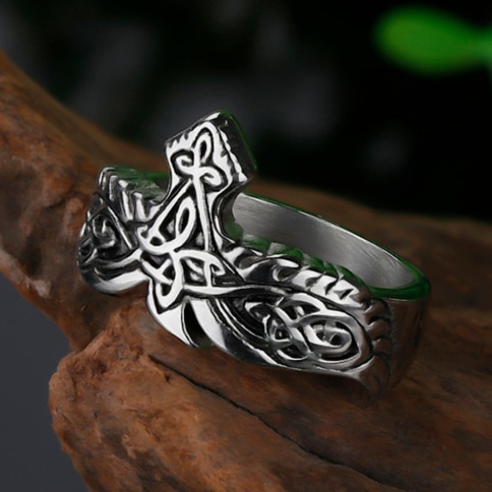 Entwined Raven Viking Ring
