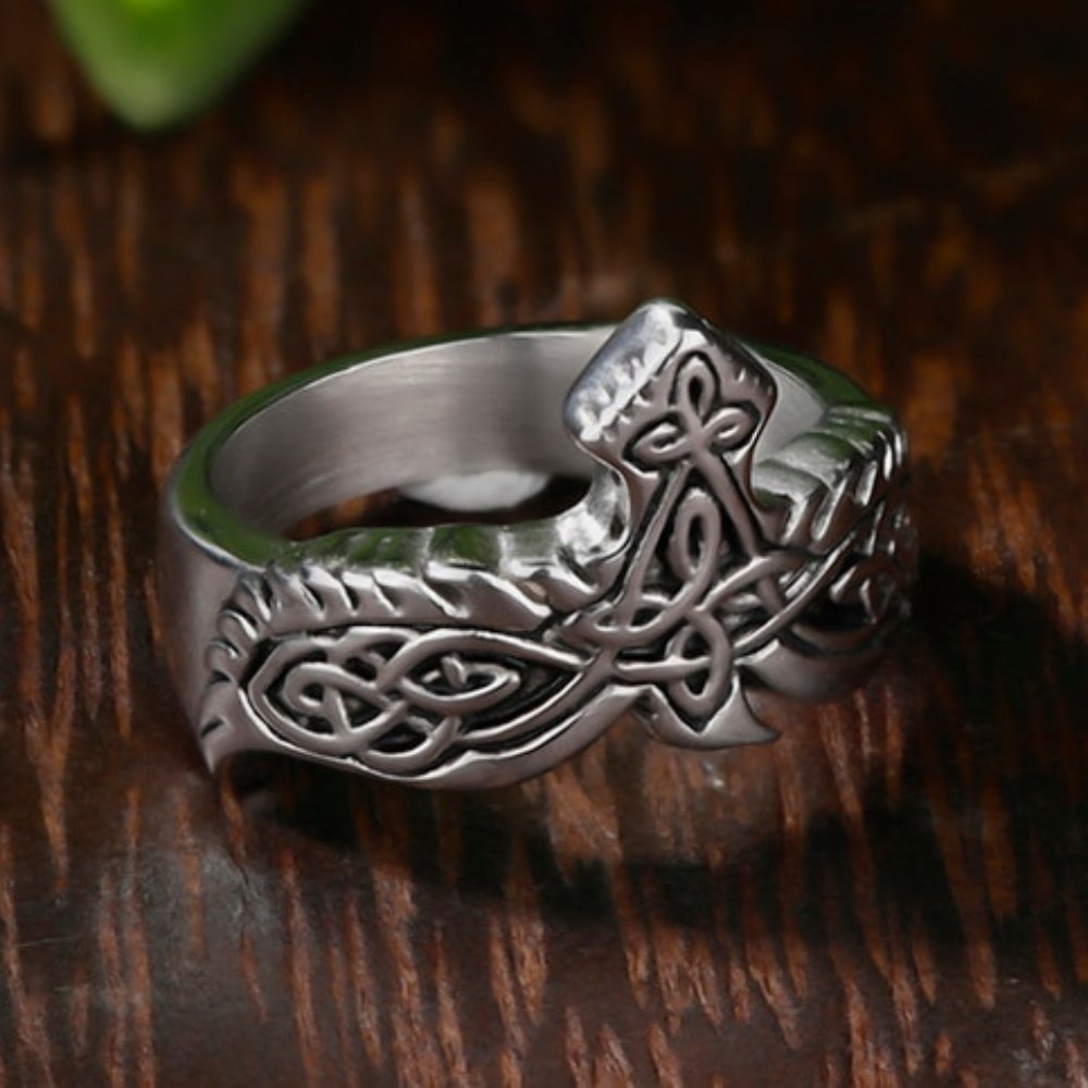 Entwined Raven Viking Ring