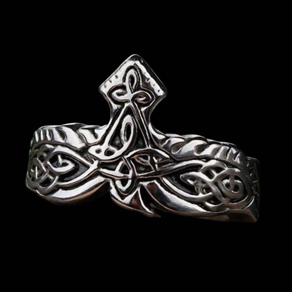 Entwined Raven Viking Ring - Chrome Cult