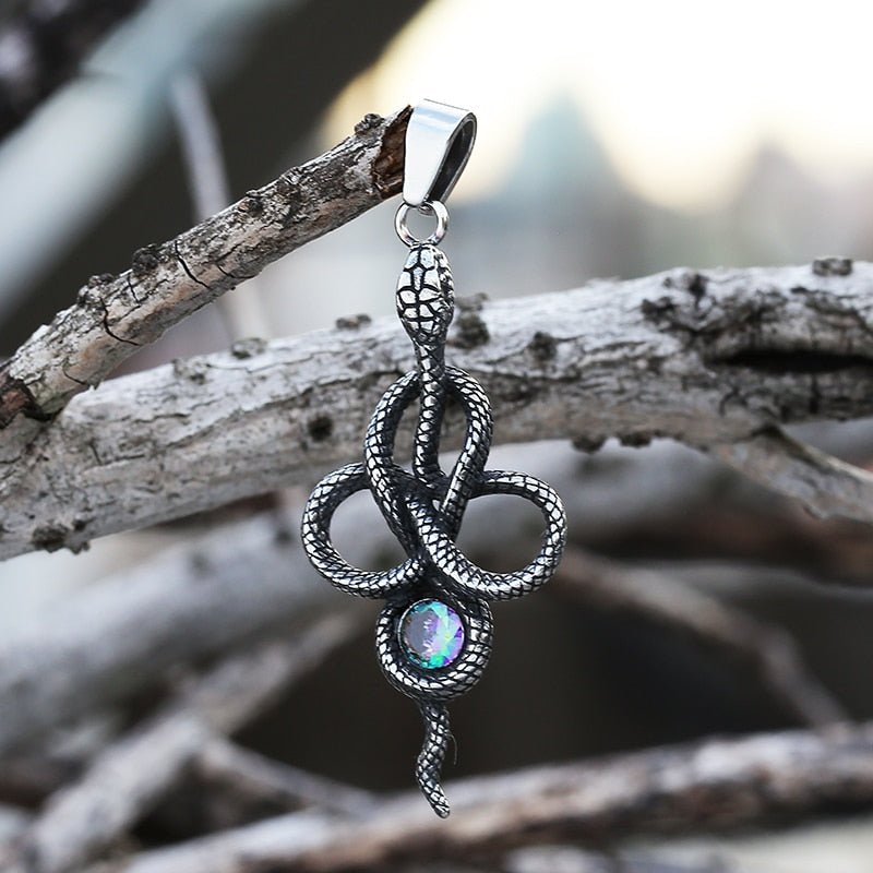 Entwined Snake Gemstone Pendant