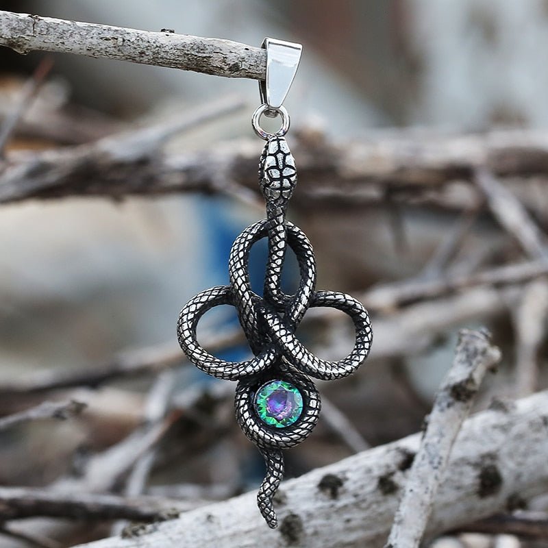 Entwined Snake Gemstone Pendant