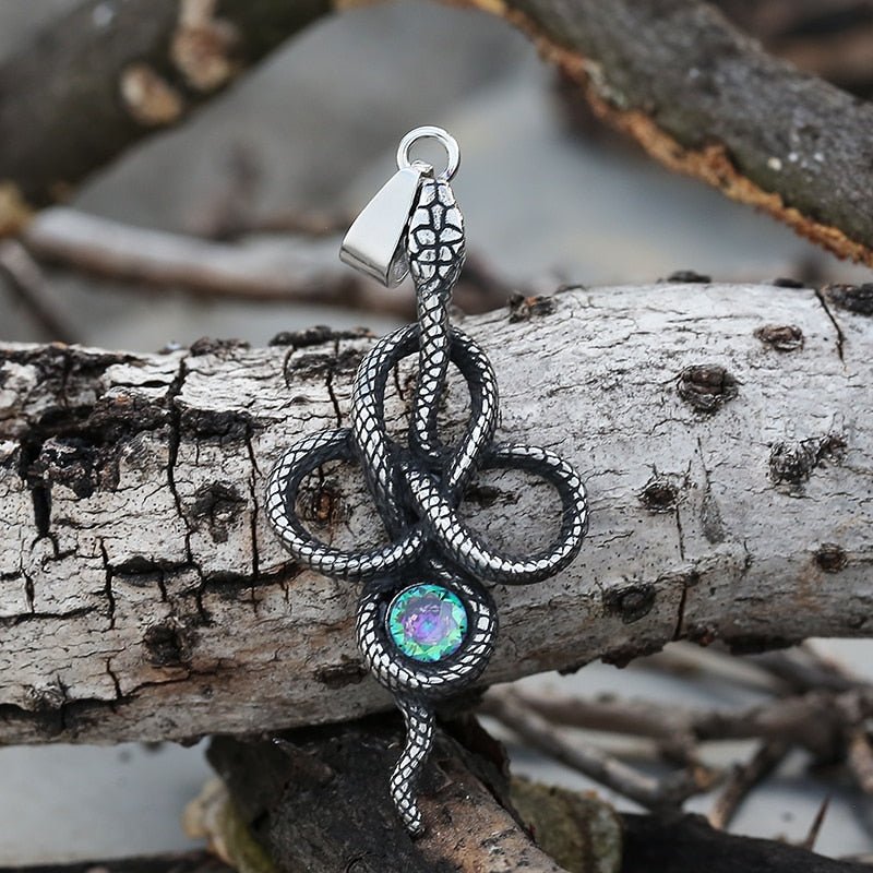 Entwined Snake Gemstone Pendant