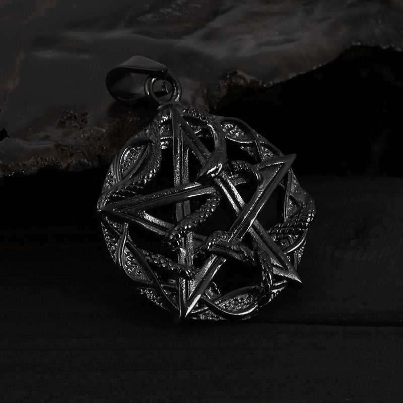 Entwined Snake Pentagram Pendant