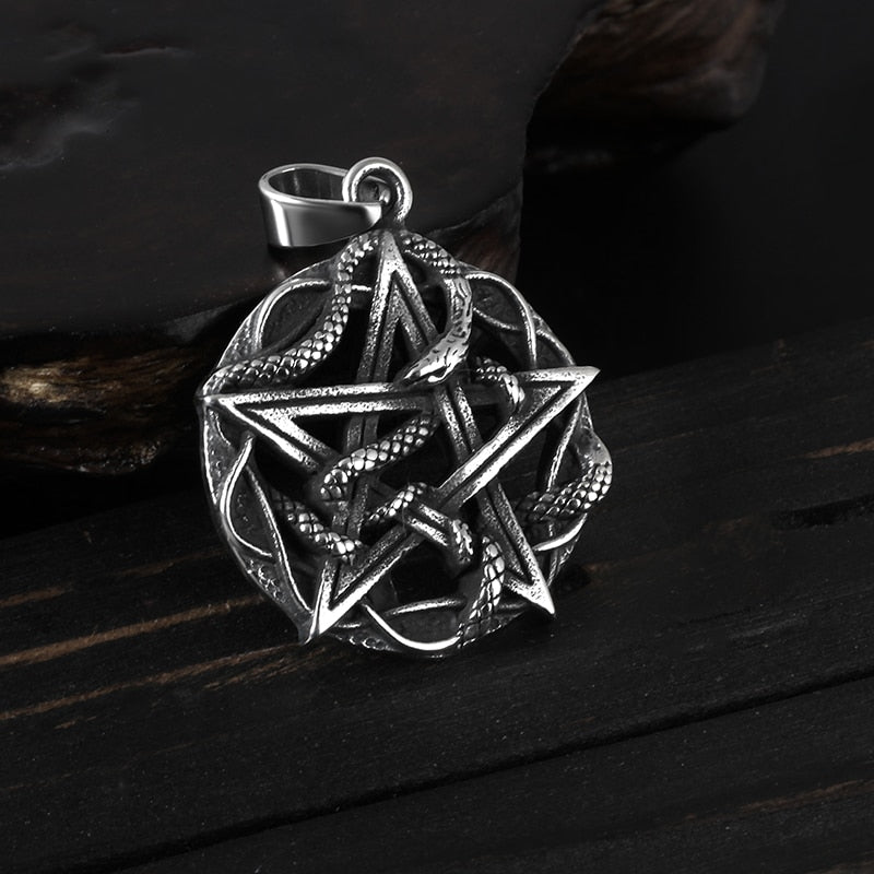 Entwined Snake Pentagram Pendant