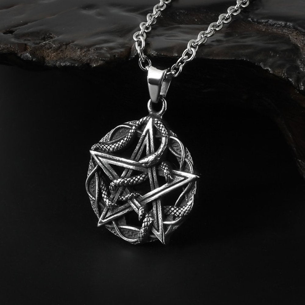 Entwined Snake Pentagram Pendant