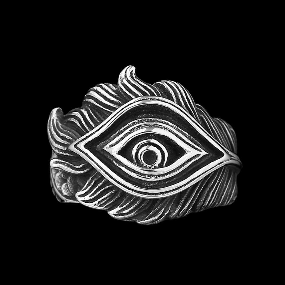 Eye Feather Ring - Chrome Cult