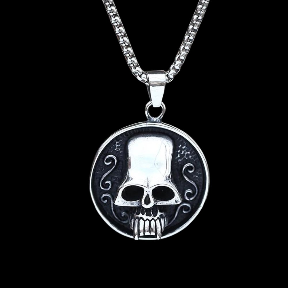 Fanged Skull Pendant - Chrome Cult