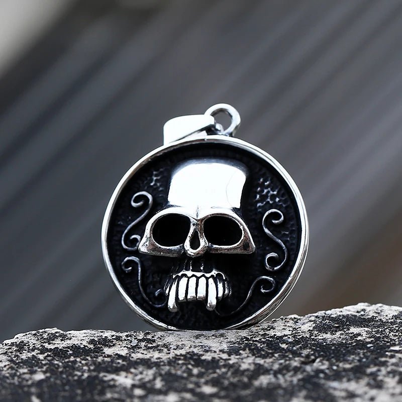 Fanged Skull Pendant - Chrome Cult