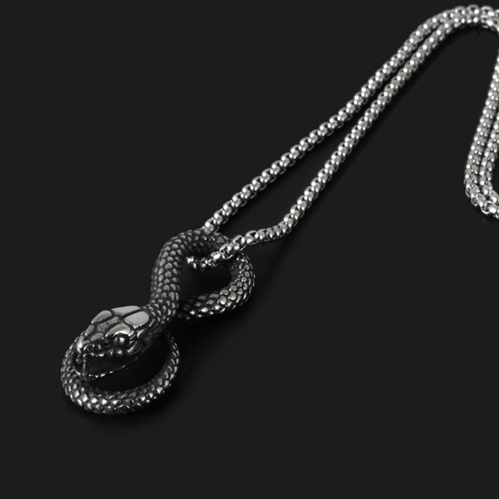 Fanged Snake Pendant - Chrome Cult
