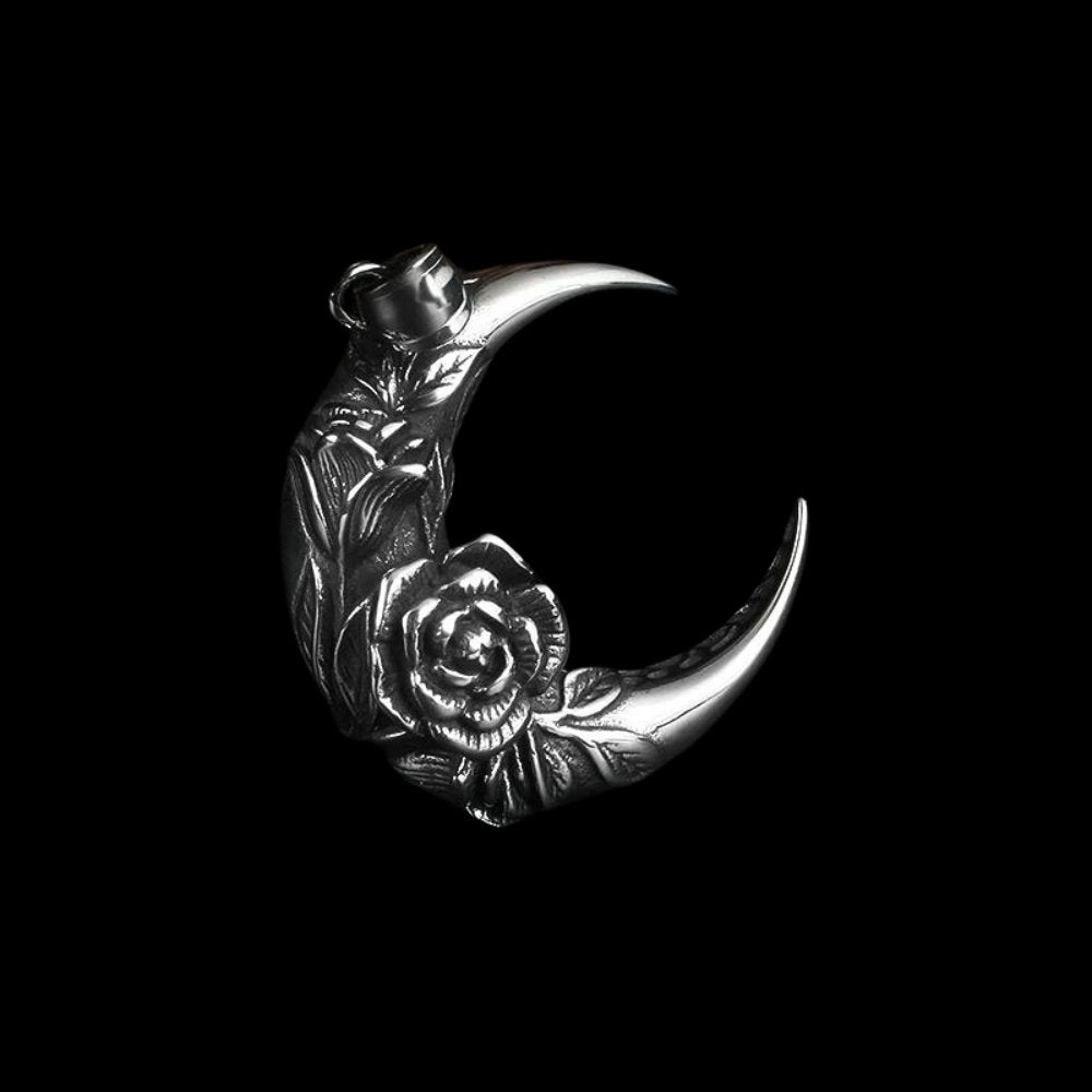 Floral Luna Moon Pendant - Chrome Cult
