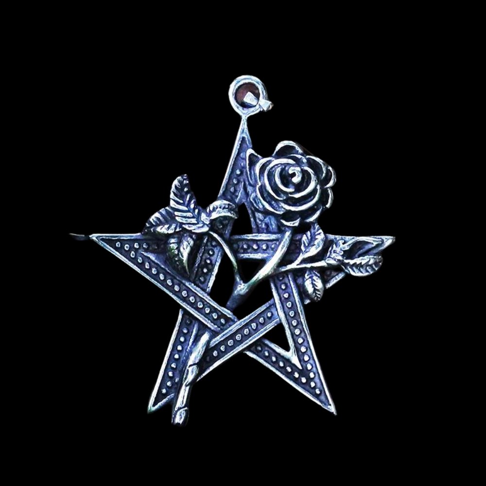 Floral Pentagram Pendant - Chrome Cult