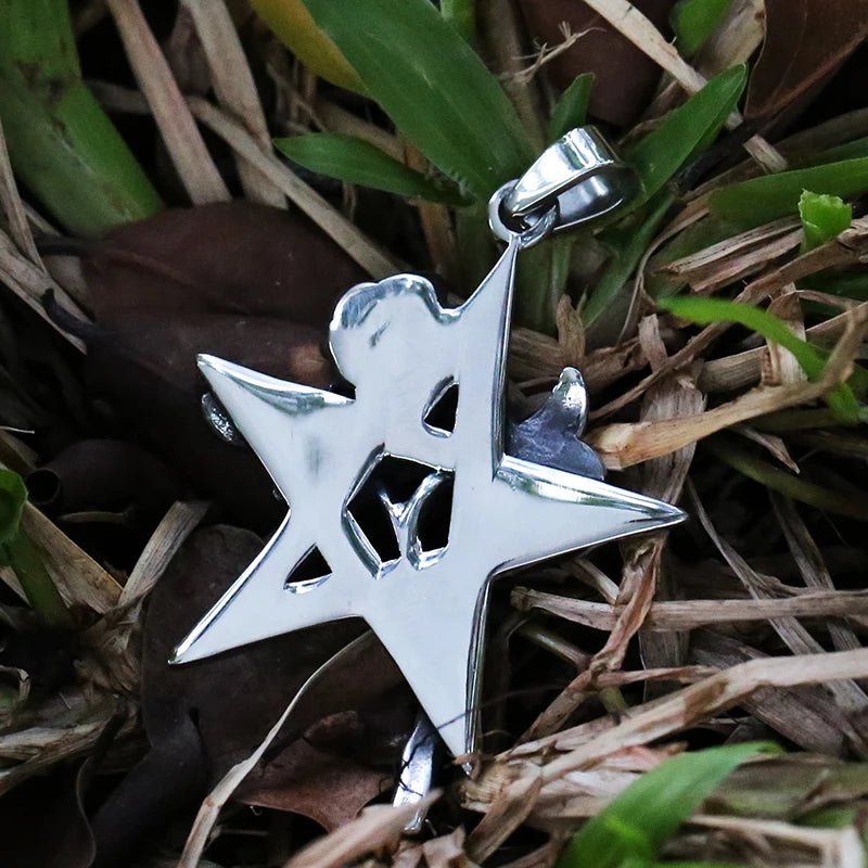Floral Pentagram Pendant - Chrome Cult