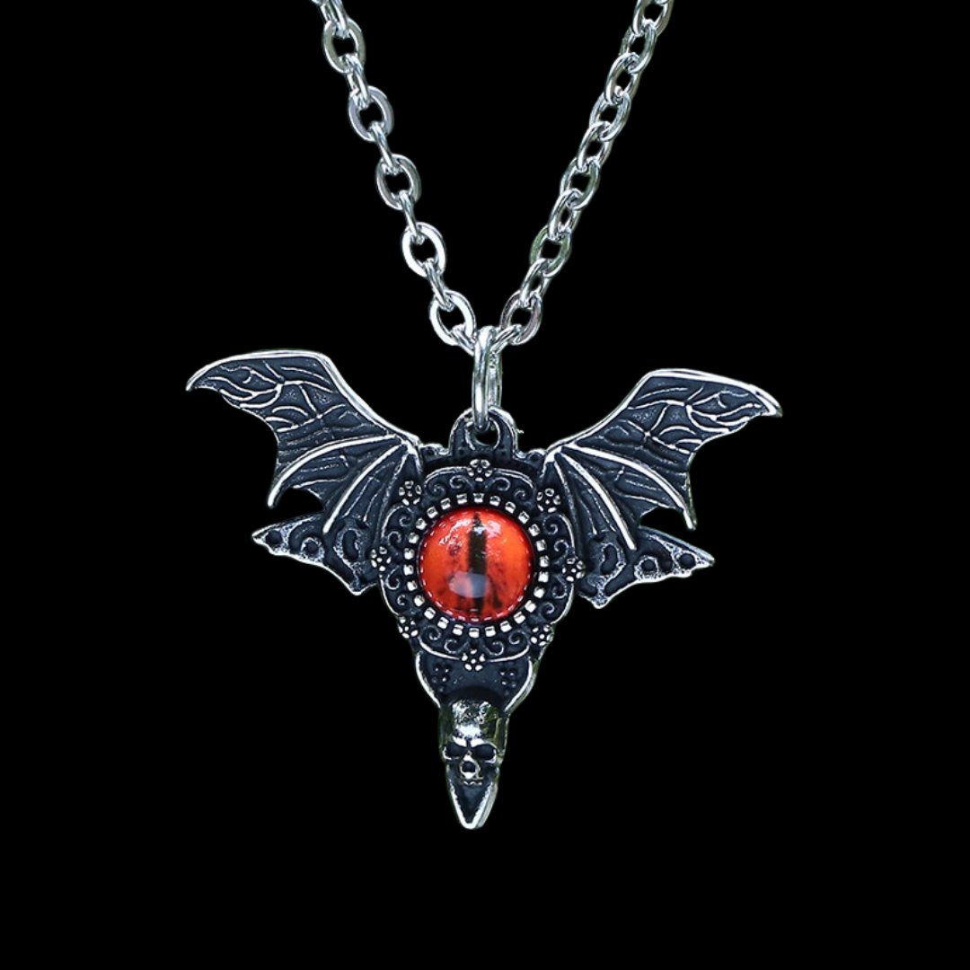 Flying Evil Eye Skull Pendant - Chrome Cult