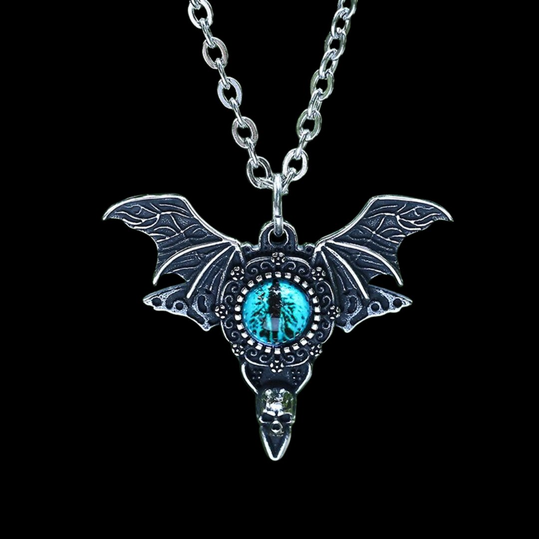 Flying Evil Eye Skull Pendant - Chrome Cult